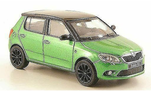 Skoda Fabia RS 1/43 Abrex II verde con negroem techo y Felgen 2010 coche miniatura