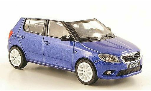 Skoda Fabia II 1/43 Abrex azul con blancoem techo y Felgen 2010 coche miniatura
