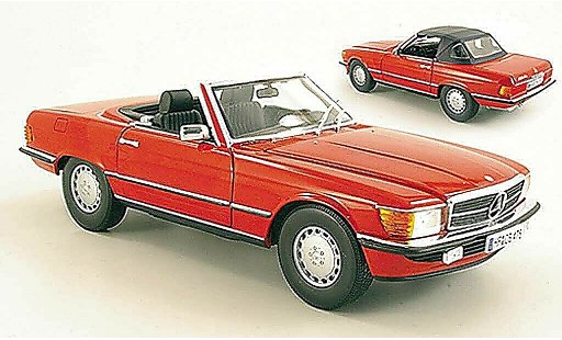 Mercedes 300 Base 1/18 Norev SL (R107) rojo 1985 coche miniatura