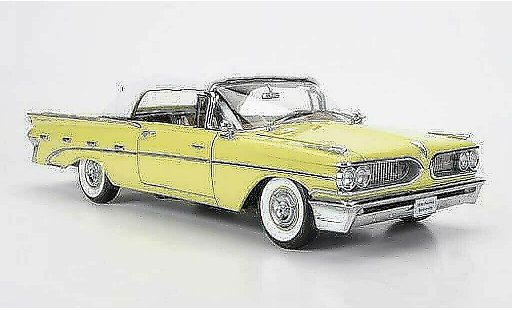 Pontiac Bonneville Convertible 1/18 Sun Star blanco/amarillo cerrado 1959 coche miniatura