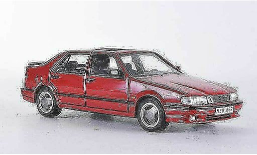 Saab 9000 CS 1/43 Neo Aero rojo 1995 coche miniatura