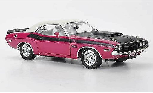 Dodge Challenger 1970 1/18 Highway 61 T/A rosa/mate negro/blanco coche miniatura