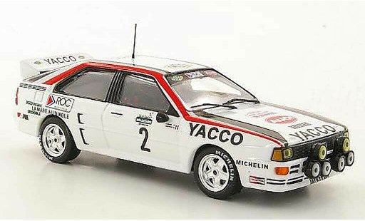 Audi Quattro rallye 1/43 Hachette No.2 Yacco B.Darniche / A.Mahe Rally Lyon-Charbonnieres 1984 coche miniatura
