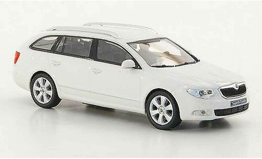 Skoda Superb 2009 1/43 Abrex Combi blanco coche miniatura