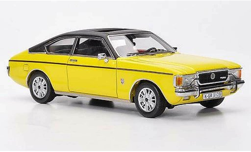 Ford Granada Coupe 1/43 Neo MKI amarillo/negro 1976 coche miniatura