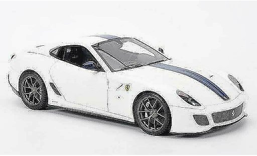 Ferrari 599 GTO 1/18 MR Collection blanco avec azul rayas coche miniatura