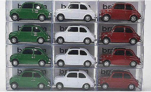 Fiat 500 Nuova 1/43 Brumm 12er-Set: Tricolore verde blanco rojo 1957 coche miniatura