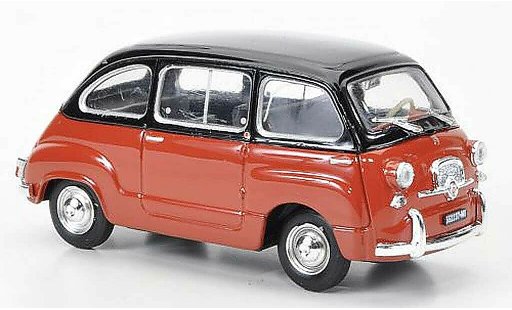 Fiat 600 Multipla 1/43 Brumm D naranja/negro 1960 coche miniatura
