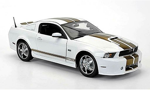 Shelby GT 350 2012 1/18 Shelby Collectibles blanco avec goldenen bandes coche miniatura