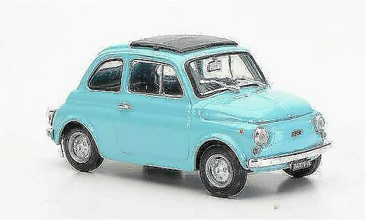 Fiat 500 R 1/43 Brumm turquesa cerradoes techo plegable 1972 coche miniatura