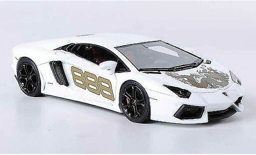 Lamborghini Aventador LP700-4 1/43 Look Smart No.888 blanco con Drachen-Dekor coche miniatura