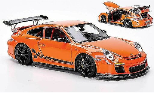 Porsche 911 GT3 RS 1/43 FrontiArt 2010 naranja/negro coche miniatura