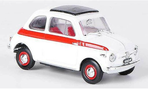 Fiat 500 Sport 1/43 Brumm blanco/rojo Schiebetecho cerrado 1959 coche miniatura
