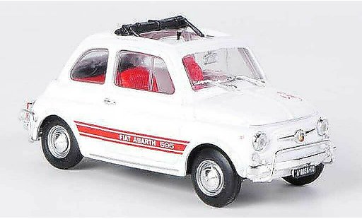 Fiat 595 Abarth 1/43 Brumm LSS blanco/rojo abiertoes techo plegable 1965 coche miniatura