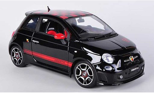 Fiat 500 Abarth 1/18 Burago negro/rojo 2008 coche miniatura