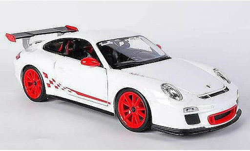 Porsche 911 GT3 RS 1/18 Burago blanco/rojo coche miniatura