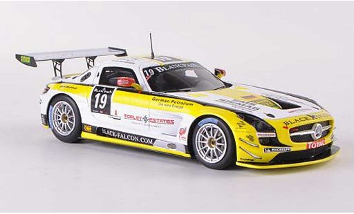 Mercedes SLS GT3 1/43 Spark AMG No.19 negro Falcon 24h Spa 2012 O.Morley/K.Heyer/S.Rosler/M.Metzger coche miniatura