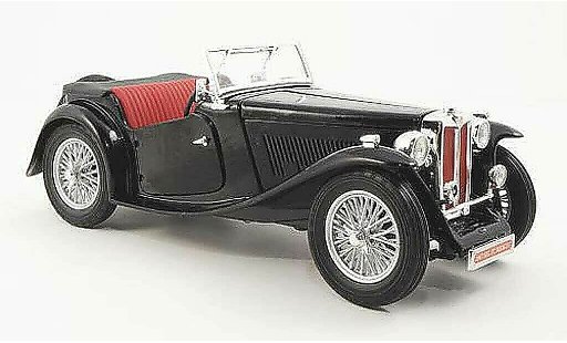 MG TC Base 1/18 Yat Ming Midget negro RHD 1947 coche miniatura