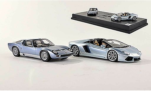 Lamborghini Miura Roadster 1/43 MR Collection Collezione Tecnica No.1: y Aventador grisazul 1966 + 2013 coche miniatura