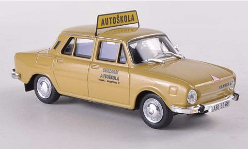 Skoda 110 Autoskola 1/43 Abrex L Svazarm Praha 3 - Biskupcova 11 beige coche miniatura