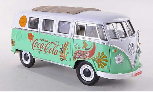 Volkswagen T1 B 1/18 Motor City Classics Samba Coca-Cola blanco/verde 1962 coche miniatura