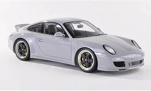 Porsche 911 S 1/18 Spark Carrera Sport Classic gris con grisn rayas coche miniatura