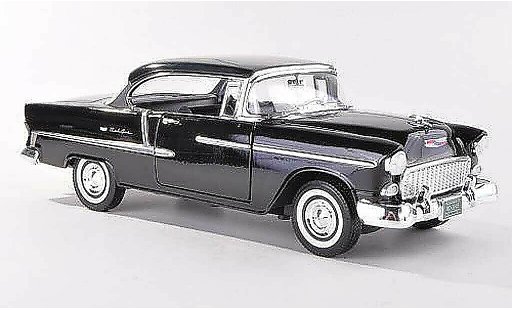 Chevrolet Bel Air Coupe 1/18 Motormax 1955 Hardtop negro coche miniatura