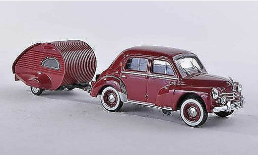 Renault 4CV Base 1/43 Eligor avec caravane Ailette negro-rojo coche miniatura
