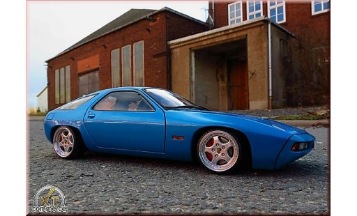 Porsche 928 Base 1/18 Autoart azul jantes porsche cup logo coche miniatura