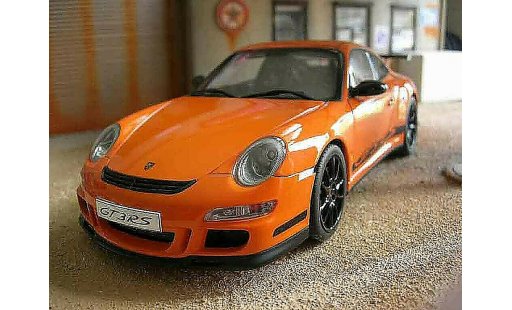 Porsche 911 GT3 RS 1/18 Autoart naranja jantes negro coche miniatura