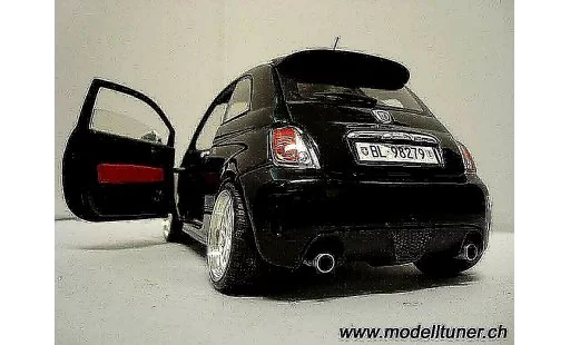 Fiat 500 Abarth 1/18 Mondo Motors negro 2007 coche miniatura