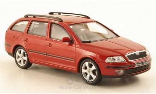 Skoda Octavia 1/43 Abrex Combi metalico rojo 2004 coche miniatura
