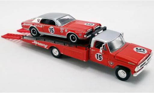 Ford F-350 1/64 ACME Ramp Truck Mercury 1970 mit 1967 Mercury Trans Am Cougar und Auffahrrampen No.15 Parnelli Jones Team Cougar coche miniatura