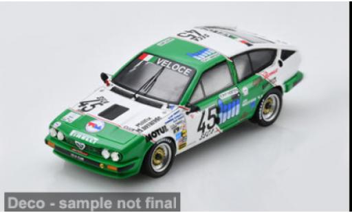 Coche miniatura Alfa Romeo GT V 6 gr&Atilde;&frac14;n/weiss 24h Spa 1985 #45 D. Schwartz/A. Thibaut 1/43 Spark