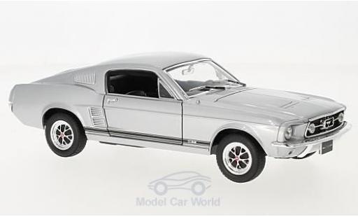 Coche miniatura Ford Mustang GT 1/24 Welly GT gris 1967 Ford Mustang GT 1/24 Welly GT gris 1967 coche miniatura