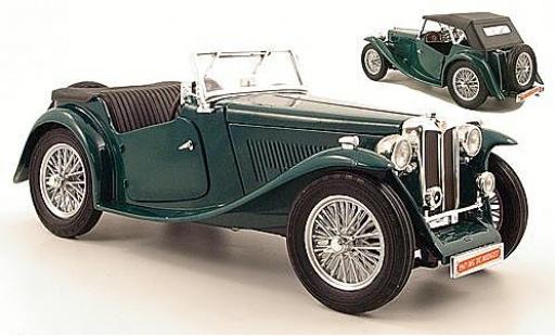 Coche miniatura MG TC 1/18 Yat Ming Midget verde RHD 1947 Verdeck couché avec MG TC 1/18 Yat Ming Midget verde RHD 1947 Verdeck couché avec coche miniatura