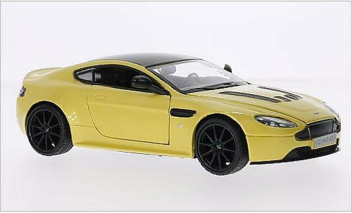 Aston Martin V12 Vantage s 1/24 Motormax Vantage metalico amarillo/negro coche miniatura