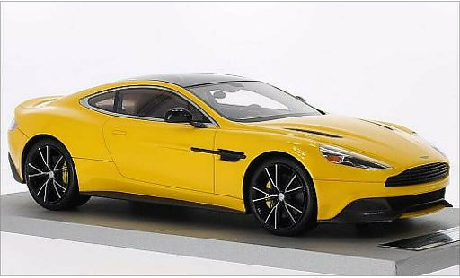 Aston Martin Vanquish coupe 1/18 Tecnomodel metalico amarillo/carbon coche miniatura