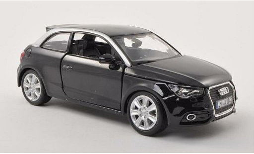 Audi A1 citadine 1/24 Burago negro/gris coche miniatura