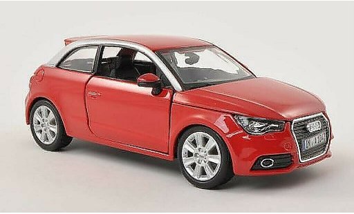 Audi A1 citadine 1/24 Burago rojo/gris coche miniatura