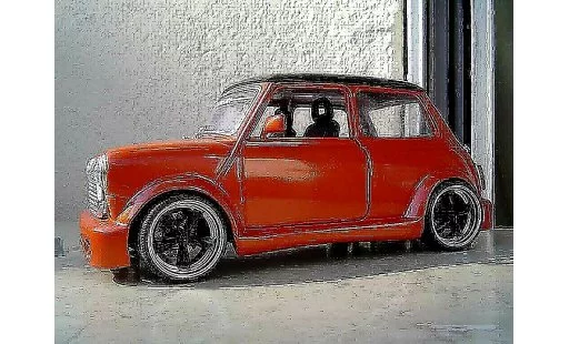 Austin Mini cooper 1/18 Burago kit carrosserie et jantes 13 pouces coche miniatura