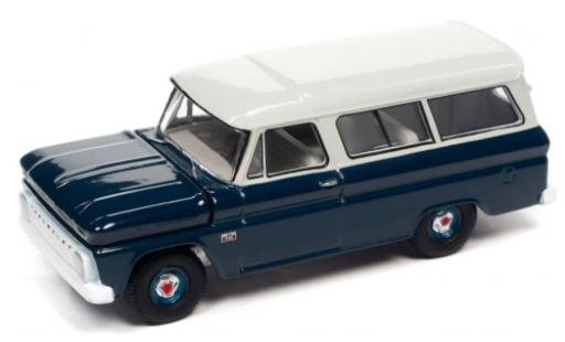 Chevrolet Suburban 1/64 Auto World azul foncé/blanche 1966 coche miniatura