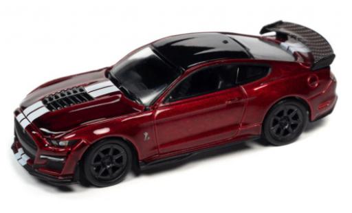 Coche miniatura Shelby GT 500 1/64 Auto World Ford Mustang Track Pack metallise rouge foncé/blanche 2020 Shelby GT 500 1/64 Auto World Ford Mustang Track Pack metallise rouge foncé/blanche 2020 coche miniatura