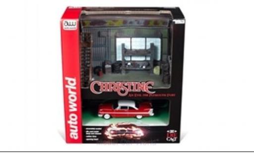 Coche miniatura Plymouth Fury 1/64 Auto World rojo/blanco 1958 mit Christine Darrells Garage Diorama Plymouth Fury 1/64 Auto World rojo/blanco 1958 mit Christine Darrells Garage Diorama coche miniatura
