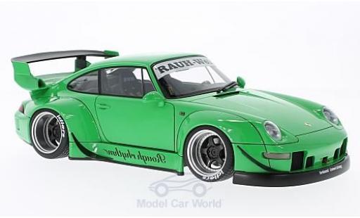 Porsche 993 RWB 1/18 AUTOart 911 () RWB verde Rauh Welt gris Felgen ohne Vitrine coche miniatura