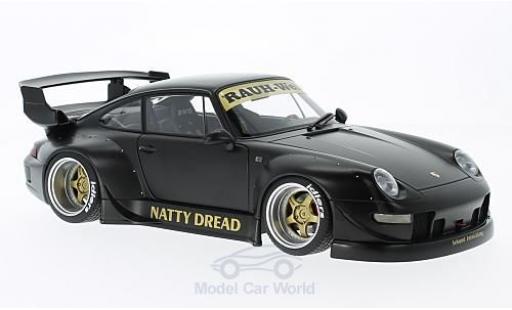 Coche miniatura Porsche 993 RWB 1/18 AUTOart 911 () RWB matt-negro Rauh Welt goldene Felgen ohne Vitrine Porsche 993 RWB 1/18 AUTOart 911 () RWB matt-negro Rauh Welt goldene Felgen ohne Vitrine coche miniatura