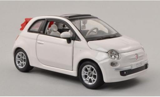 Fiat 500 1/24 Burago C Cabriolet blanco Verdeck ouvert coche miniatura