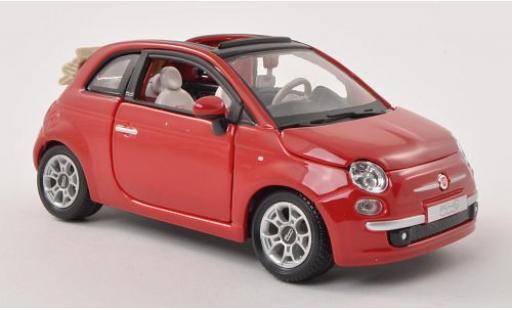 Fiat 500 1/24 Burago C rojo Verdeck ouvert coche miniatura