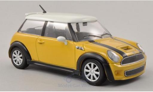 Mini Cooper 1/24 Burago S amarillo/blanco ohne Vitrine coche miniatura