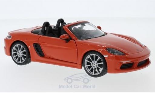 Porsche Boxster 1/24 Burago 718 naranja coche miniatura